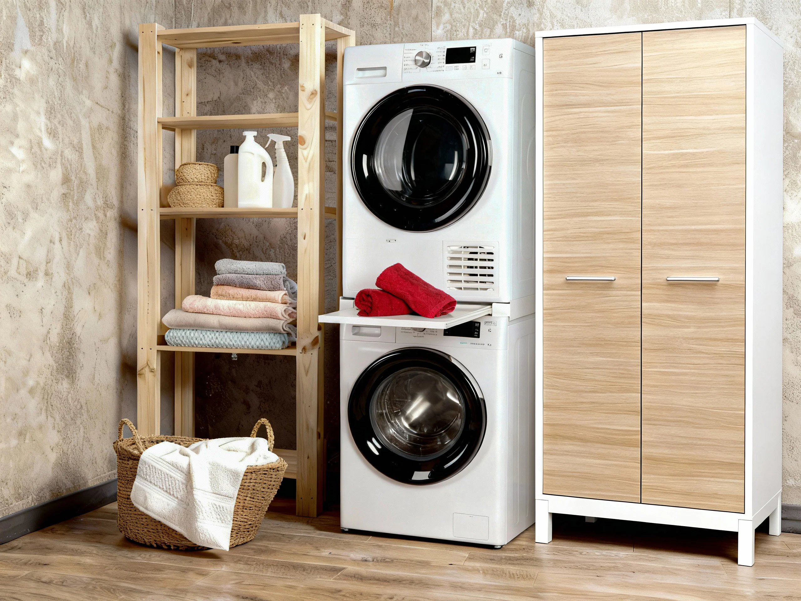 Λευκή - Prime Βάση Σύνδεσης Πλυντηρίου - Στεγνωτηρίου με Συρτάρι (με πιστοποίηση FCS)